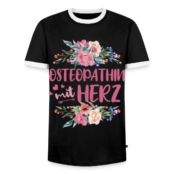 Ostheopathin mit Herz - Männer Kontrast-T-Shirt - Schwarz/Weiß - Vorne - AI Model Female 172 light (172cm) & AI Model Male 178 light (178cm)