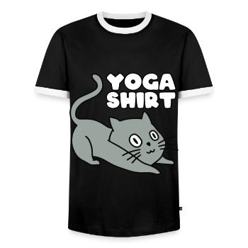 Yoga Cat Sport Fitness - T-shirt contrasté Homme - noir/blanc - Devant - AI Model Female 172 light (172cm) & AI Model Male 178 light (178cm)
