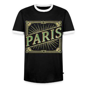 Paris France City Font Vintage Rétro - T-shirt contrasté Homme - noir/blanc - Devant - AI Model Female 172 light (172cm) & AI Model Male 178 light (178cm)