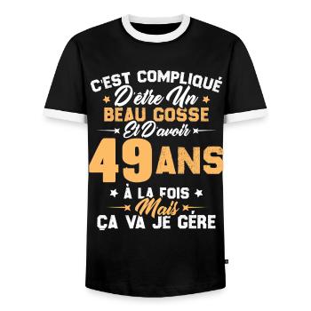 Cadeau d'anniversaire Beau gosse et d'avoir 49 ans - T-shirt contrasté Homme - noir/blanc - Devant - AI Model Female 172 light (172cm) & AI Model Male 178 light (178cm)