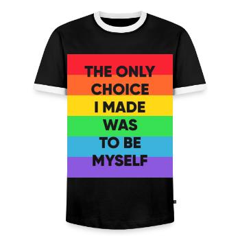 Schwul Lesbisch Regenbogen T-Shirt Geschenkidee - Männer Kontrast-T-Shirt - Schwarz/Weiß - Vorne - AI Model Female 172 light (172cm) & AI Model Male 178 light (178cm)