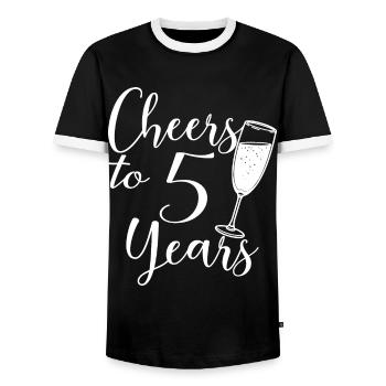 5th Wedding Anniversary Men Women Married Couple - Men's Ringer Shirt - black/white - Front - AI Model Female 172 light (172cm) & AI Model Male 178 light (178cm)