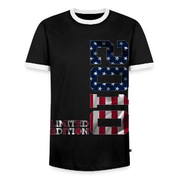 LIMITED EDITION 2010 USA 16TH BIRTHDAY - Men's Ringer Shirt - black/white - Front - AI Model Female 172 light (172cm) & AI Model Male 178 light (178cm)