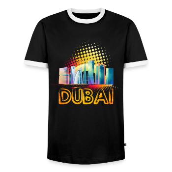 Dubaï Skyline Summer Sun Palm Beach Mer - T-shirt contrasté Homme - noir/blanc - Devant - AI Model Female 172 light (172cm) & AI Model Male 178 light (178cm)