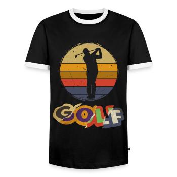 Golf Golfen Golfspieler Sport Hobby Vintage - Männer Kontrast-T-Shirt - Schwarz/Weiß - Vorne - AI Model Female 172 light (172cm) & AI Model Male 178 light (178cm)
