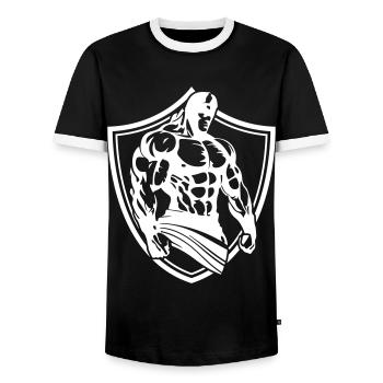 Gladiator Muscles Musculation Gym - T-shirt contrasté Homme - noir/blanc - Devant - AI Model Female 172 light (172cm) & AI Model Male 178 light (178cm)