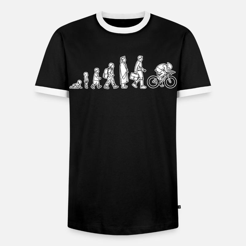 Evolution eines Radfahrers - Männer Kontrast-T-Shirt - Schwarz/Weiß