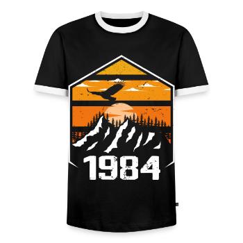 Geburtstag 1984 Jahrgang 1984 Hergestellt im Jahr 1984 - Männer Kontrast-T-Shirt - Schwarz/Weiß - Vorne - AI Model Female 172 light (172cm) & AI Model Male 178 light (178cm)