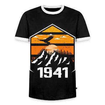 Birthday 1941 Vintage 1941 Made in 1941 - Men's Ringer Shirt - black/white - Front - AI Model Female 172 light (172cm) & AI Model Male 178 light (178cm)
