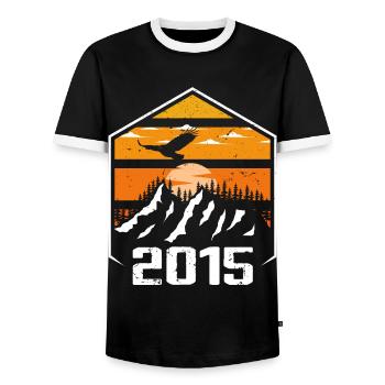 Anniversary 2015 Vintage 2015 Made in 2015 - Men's Ringer Shirt - black/white - Front - AI Model Female 172 light (172cm) & AI Model Male 178 light (178cm)
