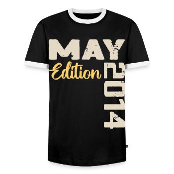 Mai 2014 Anniversaire Mai 2014 Cadeau Mai 2014 Mai - T-shirt contrasté Homme - noir/blanc - Devant - AI Model Female 172 light (172cm) & AI Model Male 178 light (178cm)