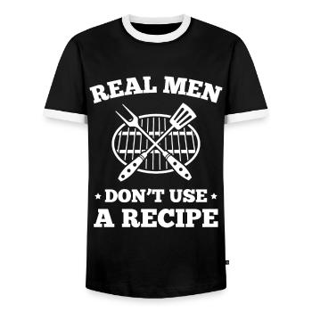 Real Men Don't Use A Recipe - Men's Ringer Shirt - black/white - Front - AI Model Female 172 light (172cm) & AI Model Male 178 light (178cm)