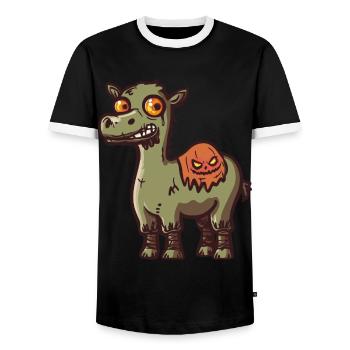 Camel Halloween Funny Zombie - Men's Ringer Shirt - black/white - Front - AI Model Female 172 light (172cm) & AI Model Male 178 light (178cm)