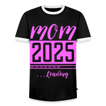 Mama 2025 Mom Loading Schwanger Spruch - Männer Kontrast-T-Shirt - Schwarz/Weiß - Vorne - AI Model Female 172 light (172cm) & AI Model Male 178 light (178cm)