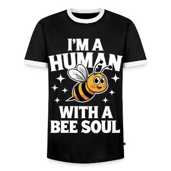 Honigbiene Imker Bienen Biene - Männer Kontrast-T-Shirt - Schwarz/Weiß - Vorne - AI Model Female 172 light (172cm) & AI Model Male 178 light (178cm)