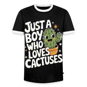 Cactus Cacti Desert Plant - Men's Ringer Shirt - black/white - Front - AI Model Female 172 light (172cm) & AI Model Male 178 light (178cm)