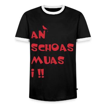 An Schoas muas i, Bayern, Spruch, Rebell - Männer Kontrast-T-Shirt - Schwarz/Weiß - Vorne - AI Model Female 172 light (172cm) & AI Model Male 178 light (178cm)