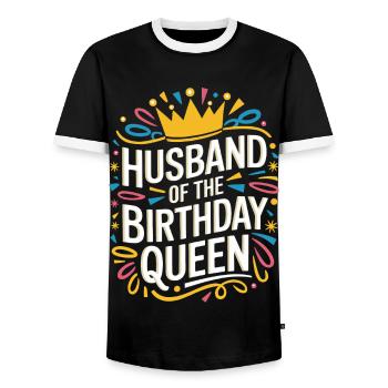 Husband, Spouse, Family, Wedding - Men's Ringer Shirt - black/white - Front - AI Model Female 172 light (172cm) & AI Model Male 178 light (178cm)