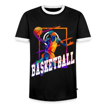 Basketball Basketballer Spieler Fan Vintage Retro - Männer Kontrast-T-Shirt - Schwarz/Weiß - Vorne - AI Model Female 172 light (172cm) & AI Model Male 178 light (178cm)