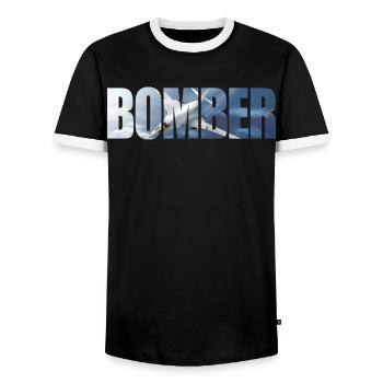 Bomber Tu-160 - Männer Kontrast-T-Shirt - Schwarz/Weiß - Vorne - AI Model Female 172 light (172cm) & AI Model Male 178 light (178cm)