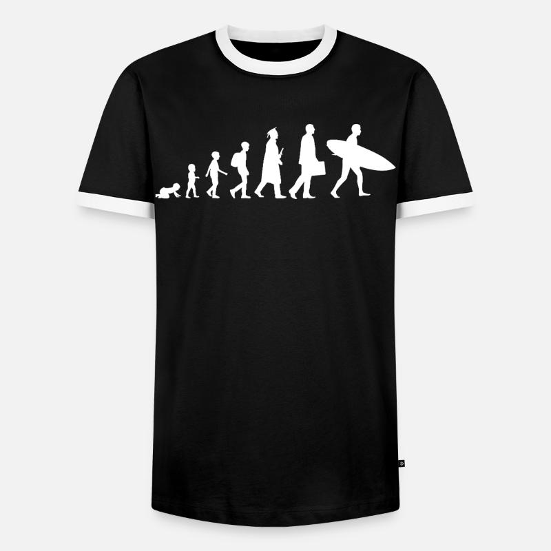 Evolution of a surfer - Men's Ringer Shirt - black/white