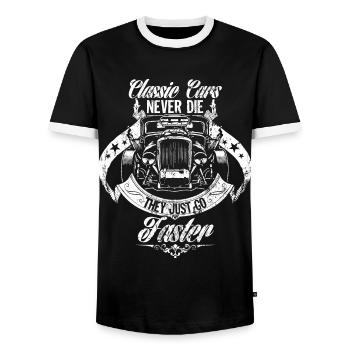 Classic Car Classic Car Hot Rod Gift Idea - Men's Ringer Shirt - black/white - Front - AI Model Female 172 light (172cm) & AI Model Male 178 light (178cm)