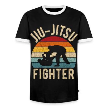 Chemise rétro brésilienne Jiu Jitsu cadeau BJJ - T-shirt contrasté Homme - noir/blanc - Devant - AI Model Female 172 light (172cm) & AI Model Male 178 light (178cm)
