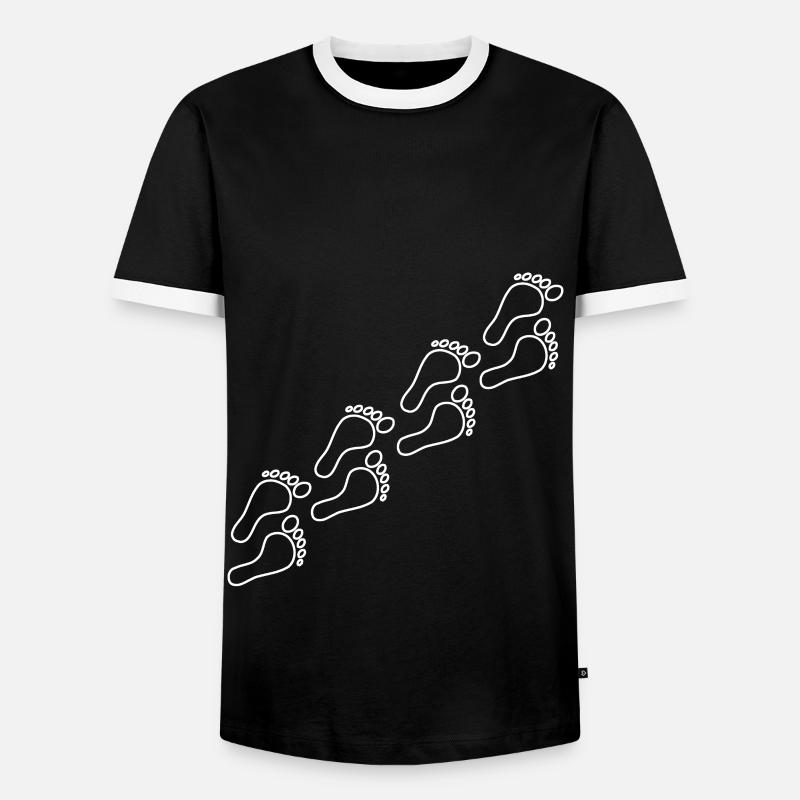 White footprints - Men's Ringer Shirt - black/white