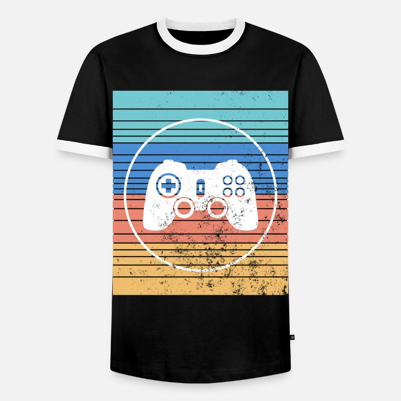 Video game controller - Men's Ringer Shirt - black/white