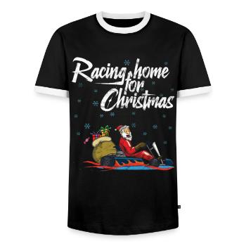 Racing home for Christmas Kart Rennfahrer - Männer Kontrast-T-Shirt - Schwarz/Weiß - Vorne - AI Model Female 172 light (172cm) & AI Model Male 178 light (178cm)