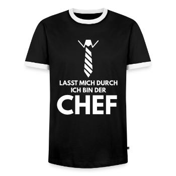 Lasst mich durch ich bin der Chef - Männer Kontrast-T-Shirt - Schwarz/Weiß - Vorne - AI Model Female 172 light (172cm) & AI Model Male 178 light (178cm)