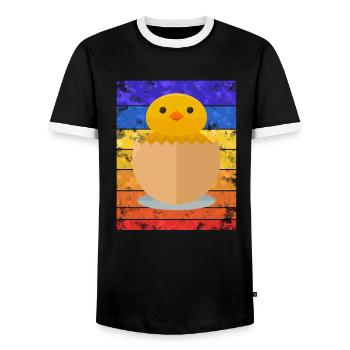 Küken Sunset - Männer Kontrast-T-Shirt - Schwarz/Weiß - Vorne - AI Model Female 172 light (172cm) & AI Model Male 178 light (178cm)