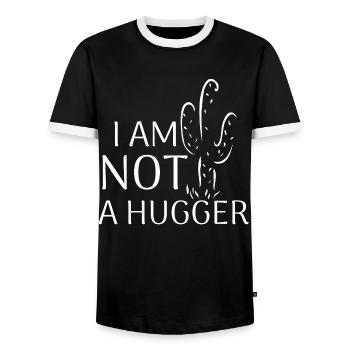 I am not a Hugger - Männer Kontrast-T-Shirt - Schwarz/Weiß - Vorne - AI Model Female 172 light (172cm) & AI Model Male 178 light (178cm)