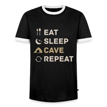 Caving Spelunking Cave Explorer Spelunker Gift - Men's Ringer Shirt - black/white - Front - AI Model Female 172 light (172cm) & AI Model Male 178 light (178cm)