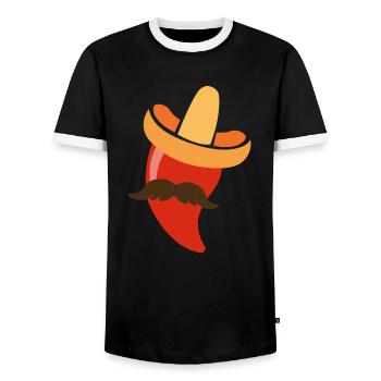Mexikanische Peperoni Design - Männer Kontrast-T-Shirt - Schwarz/Weiß - Vorne - AI Model Female 172 light (172cm) & AI Model Male 178 light (178cm)