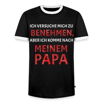Ich versuche mich zu benehmen - Männer Kontrast-T-Shirt - Schwarz/Weiß - Vorne - AI Model Female 172 light (172cm) & AI Model Male 178 light (178cm)