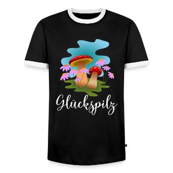 Glückspilz Design - Männer Kontrast-T-Shirt - Schwarz/Weiß - Vorne - AI Model Female 172 light (172cm) & AI Model Male 178 light (178cm)