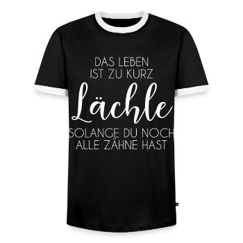 Das Leben ist zu kurz - Männer Kontrast-T-Shirt - Schwarz/Weiß - Vorne - AI Model Female 172 light (172cm) & AI Model Male 178 light (178cm)