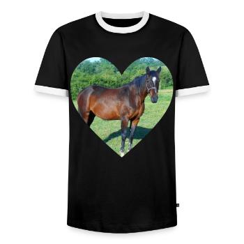 Conception du coeur de cheval - T-shirt contrasté Homme - noir/blanc - Devant - AI Model Female 172 light (172cm) & AI Model Male 178 light (178cm)