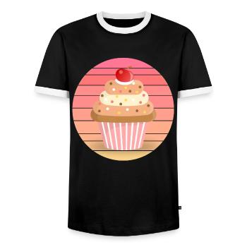 Muffin im Sonnenuntergang - Männer Kontrast-T-Shirt - Schwarz/Weiß - Vorne - AI Model Female 172 light (172cm) & AI Model Male 178 light (178cm)