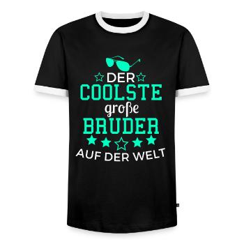 Der Coolste große Bruder auf der Welt - Männer Kontrast-T-Shirt - Schwarz/Weiß - Vorne - AI Model Female 172 light (172cm) & AI Model Male 178 light (178cm)