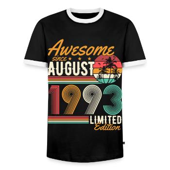 Août 1993 Naissance Anniversaire Rétro - T-shirt contrasté Homme - noir/blanc - Devant - AI Model Female 172 light (172cm) & AI Model Male 178 light (178cm)