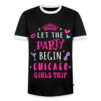 Girls Trip Chicago, Let the party begin - Men's Ringer Shirt - black/white - Front - AI Model Female 172 light (172cm) & AI Model Male 178 light (178cm)
