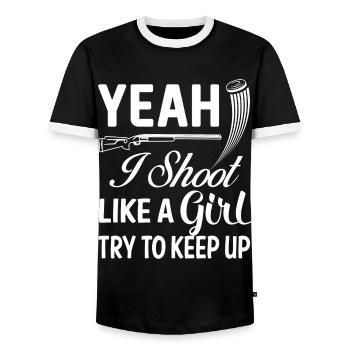 Trapschütze - Männer Kontrast-T-Shirt - Schwarz/Weiß - Vorne - AI Model Female 172 light (172cm) & AI Model Male 178 light (178cm)
