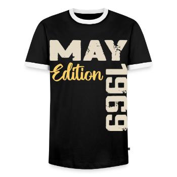 Mai 1969 Anniversaire Mai 1969 Cadeau Mai 1969 Mai - T-shirt contrasté Homme - noir/blanc - Devant - AI Model Female 172 light (172cm) & AI Model Male 178 light (178cm)