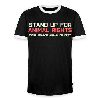 Défendez les droits des animaux - T-shirt contrasté Homme - noir/blanc - Devant - AI Model Female 172 light (172cm) & AI Model Male 178 light (178cm)