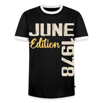 Né(e) en Juin 1978 Cadeau Juin 1978 Anniversaire - T-shirt contrasté Homme - noir/blanc - Devant - AI Model Female 172 light (172cm) & AI Model Male 178 light (178cm)