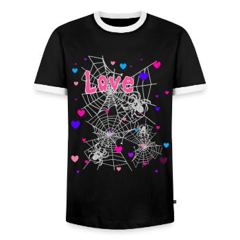 Herzen, Spinne, Graffiti,Spinnennetz,love,Herz - Männer Kontrast-T-Shirt - Schwarz/Weiß - Vorne - AI Model Female 172 light (172cm) & AI Model Male 178 light (178cm)