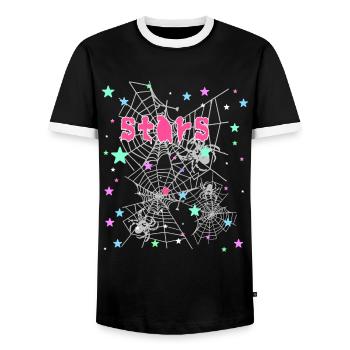 étoiles, araignée, graffiti, toile d’araignée, étoile - T-shirt contrasté Homme - noir/blanc - Devant - AI Model Female 172 light (172cm) & AI Model Male 178 light (178cm)