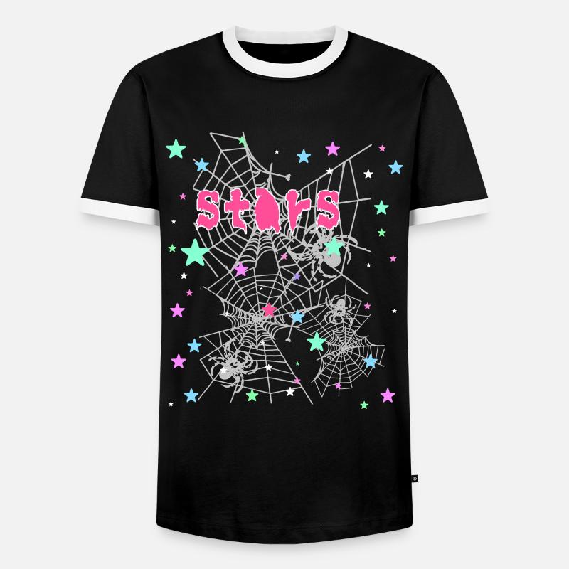 Sterne, Spinne, Graffiti,Spinnennetz,stern - Männer Kontrast-T-Shirt - Schwarz/Weiß